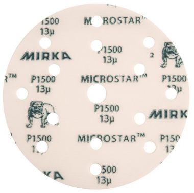 Шлифовальный материал на плёночной синтетической основе липучка MICROSTAR 150 мм 15 отверстий P1000 MIRKA FM61105092 ― MIRKA